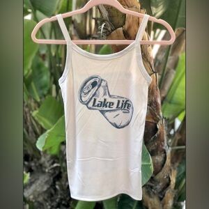 Lake Life Crushed Can - Ribbed Tank Top - Tan